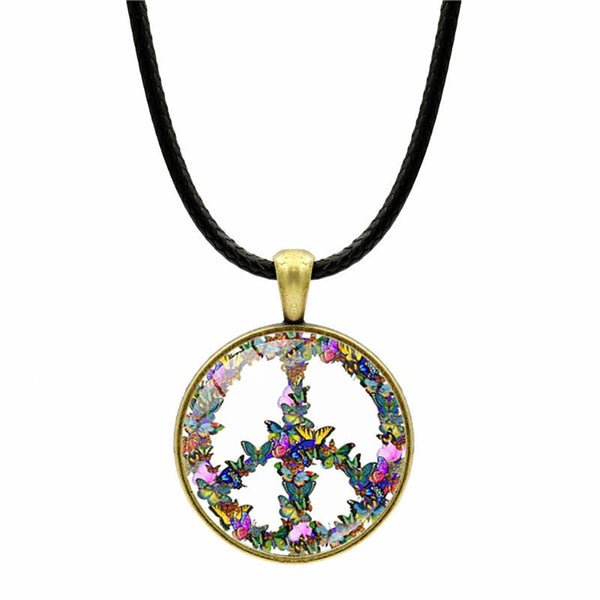 Collier Peace and Love Papillon