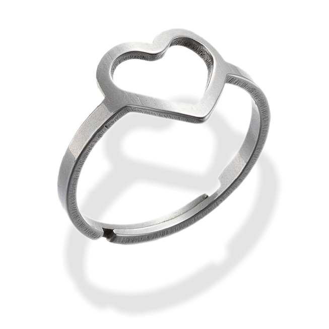 Anneau Coeur Acier Inoxydable