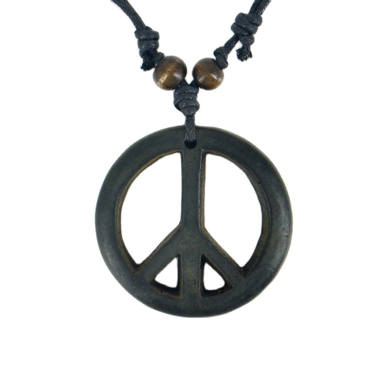 Collier Peace and Love en Bois